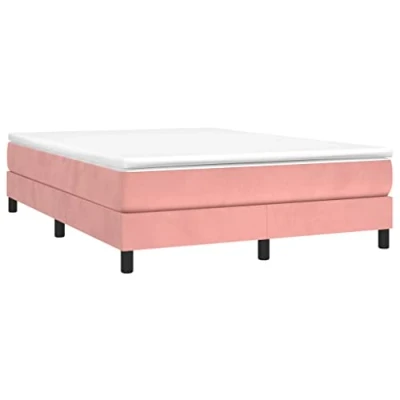 Abbildung von vidaXL Bettgestell, Polsterbett Bett für Schlafzimmer, Bettrahmen mit Lattenrost Stützbeinen, Schlafzimmerbett Doppelbett, Rosa 140x200cm Samt