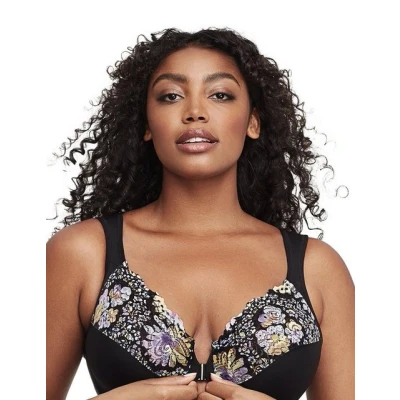 Abbildung von Glamorise Damen Vorderverschluss Wonderwire BH Mit Bügel #1245 Plunge Bra, Blumenprint, 90E EU