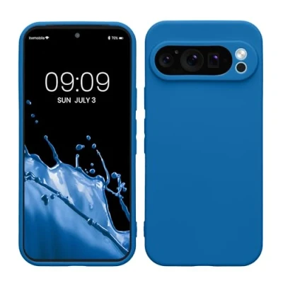 Abbildung von kwmobile Handyhülle kompatibel mit Google Pixel 9 Pro Hülle Handy Case aus weichem Silikon in Blue Reef