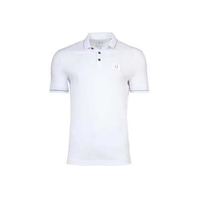 Abbildung von Armani Exchange Men&#039;s Regular Fit Cotton Jersey Metallic Icon Patch Polo White,M