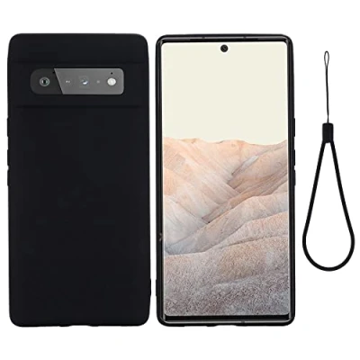 Abbildung von CoverKingz Silikon Handyhülle kompatibel mit Google Pixel 6 Pro Slim Handycase Soft Cover Bumper Gummi Hülle Matt Schwarz