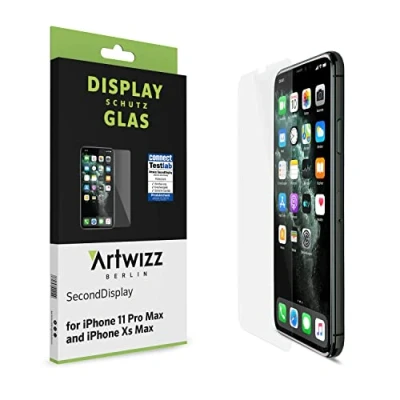Abbildung von Artwizz SecondDisplay Schutzglas kompatibel mit iPhone 11 PRO MAX/iPhone XS MAX Displayschutz aus Sicherheitsglas 9H Härte Hüllenfreundlich