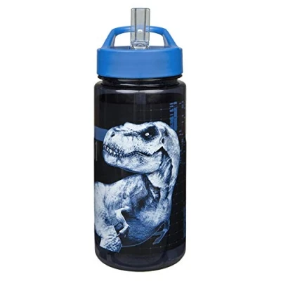 Abbildung von Scooli Trinkflasche Jurassic World für Kinder mit Motiv Wasserflasche aus Kunststoff BPA frei ca. 500ml Fassungsvermögen integrierter Strohhalm ideal Kindergarten und Schule