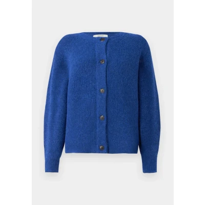 Abbildung von Selected Damen Strickjacke Relaxed Fit Rundhals Raglanärmel Fallmaschen, Farben:Blau 2, Größe:S