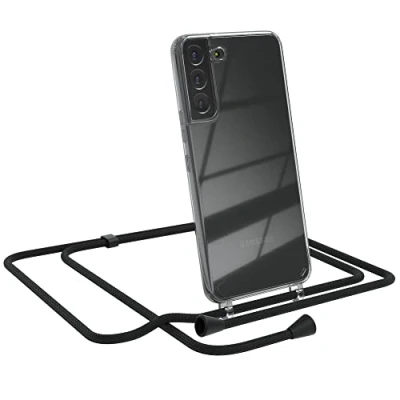 Abbildung von EAZY CASE Handykette kompatibel mit Samsung Galaxy S22 Plus 5G Handyhülle Umhängeband, Handykordel Schutzhülle, Silikonhülle, Hülle, Stylische Kette für Smartphone, Schwarz Clips