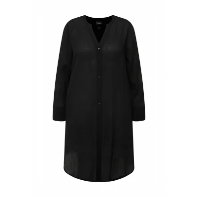 Abbildung von Ulla Popken Sheer Textured Longline Bluse, Damen, Größe: 42/44, Black