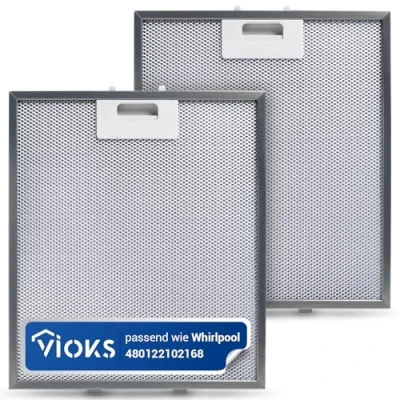 Abbildung von VIOKS 2x Dunstabzug Filter 305x267mm Ersatz für Elеctrolux 4055250429, Elica Dunstabzugshaube GRI0009219A KIT0010805, Whirlpool Abzugshaube Metall 480122102168 C00314158 ARI314158