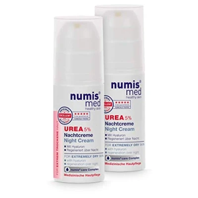 Abbildung von numis med Nachtcreme mit 5% Urea 6x Hautberuhigende Gesichtspflege für beanspruchte Gesichtshaut vegane Gesichtscreme ohne Silikone, Parabene &amp; Mineralöl Hautpflege Gesicht Creme (6x 50 ml)