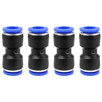 Abbildung von QWORK Gerade Pneumatik Steckverbinder, Pneumatikverbinder, Steckanschluss für Luft &amp; Wasser, 10mm, 4 Stück
