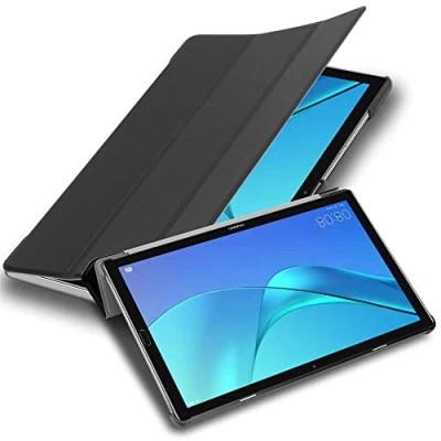 Abbildung von Cadorabo Hülle kompatibel mit Huawei MediaPad M5 / PRO (10.8 Zoll) Tablethülle Auto Wake Up aus Kunst Leder Klappbare Cover für Tasche in Schwarz