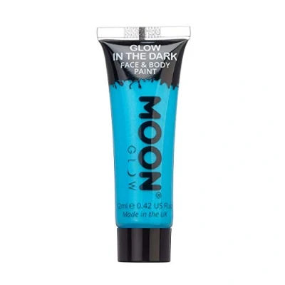 Abbildung von Moon Glow, im Dunkeln leuchtende Gesichts und Körperfarbe, phosphoreszierend, zum Leuchten aufladen (Blau, 12 ml (1er Pack))