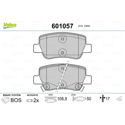 Abbildung von VALEO 601057 Bremsbelagsatz Hinterachse inkl. Verschleißwarnkontakt mit Anti Quietsch Blech TOYOTA: Avensis III Station Wagon, Limousine