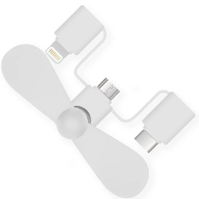Abbildung von iMoshion 3 in 1 Ventilator für Smartphones Lightning, USB C &amp; Micro Weiß