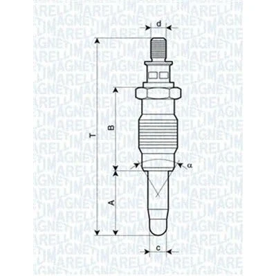 Abbildung von MAGNETI MARELLI 062900005304 Glühkerze 11V 10A M12X1,25 RENAULT: Megane Scenic