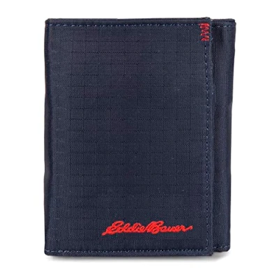 Abbildung von Eddie Bauer Dreifach gefaltete Herren Geldbörse (erhältlich, Baumwoll Segeltuch oder Leder), Ripstop Nylon, Marineblau, Einheitsgröße