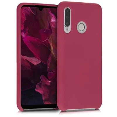 Abbildung von kwmobile Hülle kompatibel mit Huawei P30 Lite Silikon Handy Case Handyhülle weiche Oberfläche kabelloses Laden Fuchsia matt