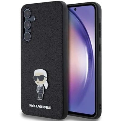 Abbildung von CG Mobile Karl Lagerfeld KLHCSA55GKNPSK Hülle für A55 A556 Schwarz hardcase Fixed Glitter Ikonik Logo Metal Pin