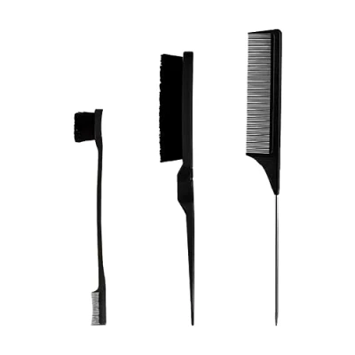 Abbildung von Haarbürsten Set, 3 Teiliges Haarkamm, Stylingkämm, Haarkantenbürste, Rattenschwanz Kamm, Borsten Haarschnitt Doppelseitige Kantenbürste