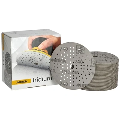 Abbildung von Mirka Iridium Premium Schleifpapier Ø 125mm Klett 89 Loch, Korn 240, 100 Stk / Zum Schleifen von Lack, Spachtel, Grundierung, Holz, Stahl, Mineralwerkstoffe, Kunststoff