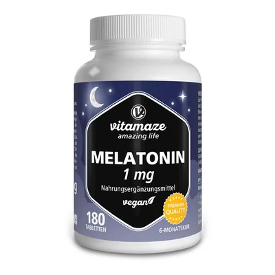Abbildung von Melatonin 1 mg hochdosiert vegan Tabletten 180 St
