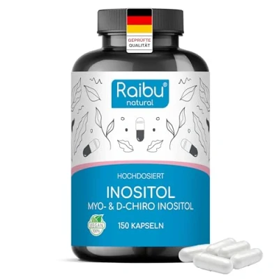 Abbildung von Inositol Kapseln, 2120mg Myo &amp; D Chiro pro Tag Mit Vitamin B6, Folsäure Chrom Vegan, Ohne Zusätze Laborgeprüft 150 hochdosierte Raibu