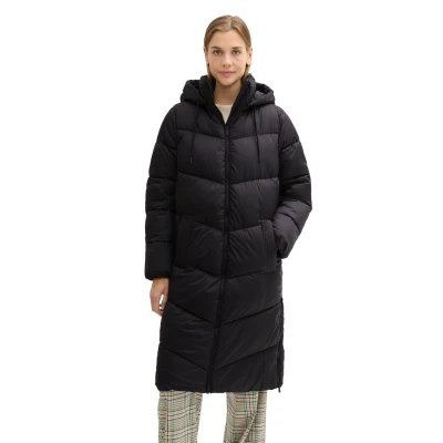 Abbildung von TOM Tailor Denim Puffer MIT Abnehmbarer Kapuze Wintermantel, Damen, Größe: Large, Deep black