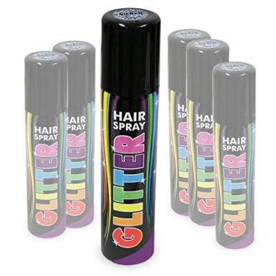 Abbildung von KarnevalsTeufel Hairspray Glitter in verschiedenen Farben buntes Haarspray mit Glitzer Haarschmuck farbig (Silber)