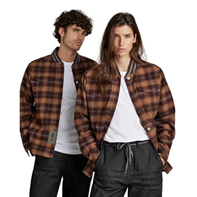 Abbildung von G STAR RAW Herren Bomber Collar Overshirt, Mehrfarben (dk fig harper check D20662 C839 C751), L
