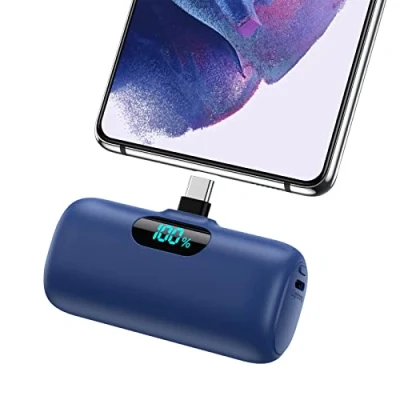 Abbildung von Feob Power Bank USB C 5000mAh, 15W PD 3.0A Schnelles Aufladen Powerbank Schlank LCD Display Extrener Akku Pack Kompatibel mit Samsung S23,S22/Note/Huawei/LG/Pixel/Nexus,USB Telefone usw.[Blau]