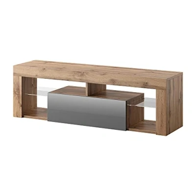 Abbildung von Selsey TV Schrank Board Sideboard Fernsehtisch Fernsehschrank 140 cm Stehend Eiche Lancelot Grau Bianko