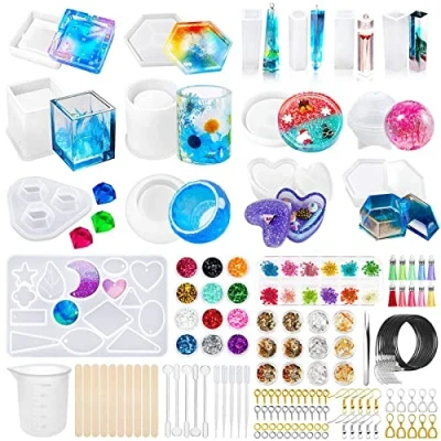 Abbildung von JOYBOY Epoxidharz Formen Set,120 Stück , Kunstharz Resin DIY Silikonformen Schmuckherstellung Anhänger Halskette Geschenk für Frau