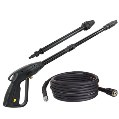 Abbildung von TECHKAR Hobby K Series Hochdruckreiniger Pistole Pin mit Hochdruckschlauch M22x1,5 14mm &amp; Lanze Verstellbare Düse Kompatibel Kärcher 15m Schlauch
