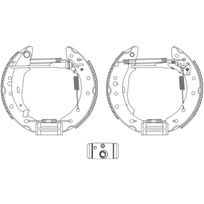 Abbildung von TEXTAR Shoe Kit Pro 84061801 Bremsensatz, Trommelbremse mit Radbremszylinder, Stellelement PEUGEOT: 206 Schrägheck, 206+ SW