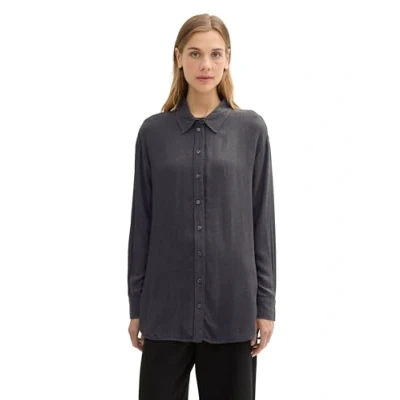 Abbildung von TOM Tailor Denim Oversized Hemdbluse, Damen, Größe: XXL, Shale grey melange