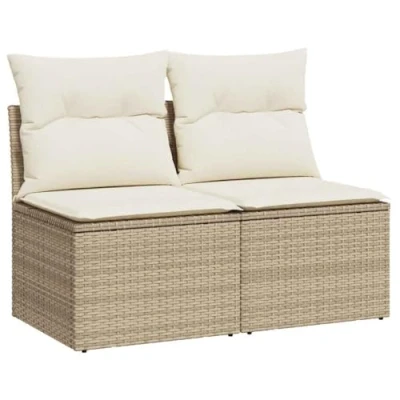 Abbildung von vidaXL Gartenlounge Set 2 tlg. Garten Sofagarnitur mit Kissen Beige Poly Rattan, (1 tlg)