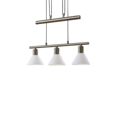 Abbildung von Lindby Hängeleuchte Delira, dimmbar, Leuchtmittel nicht inklusive, Modern, Glas, Eisen, weiß, nickel satiniert, 3 flammig, E14