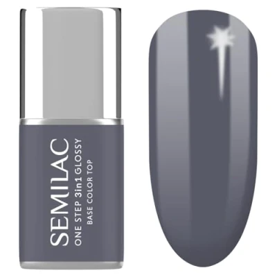 Abbildung von S185 Semilac UV Nagellack 3in1 One Step Glossy Stone Grey 7ml Steingrauer Gel mit Base &amp; Top Coat 21 Tage Hochglanz Halt Schnelle Maniküre