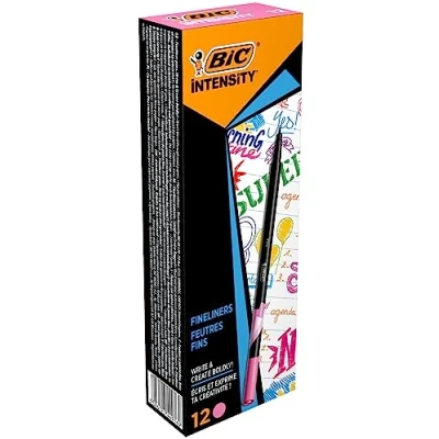 Abbildung von BIC Intensity Fineliner, Filzstifte Set mit 12 Stiften in Pink, feiner Spitze, Ideal für das Büro, Home Office oder die Schule
