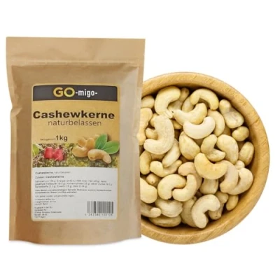 Abbildung von 1kg Cashewkerne ganz frisch unbehandelt Cashewnüsse Cashew Cashews hohe Qualität