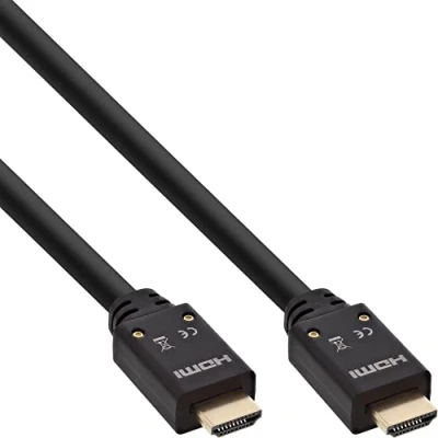 Abbildung von InLine 17510B HDMI Aktiv Kabel, High Speed mit Ethernet, 4K2K, Stecker / Stecker, schwarz gold, 10m