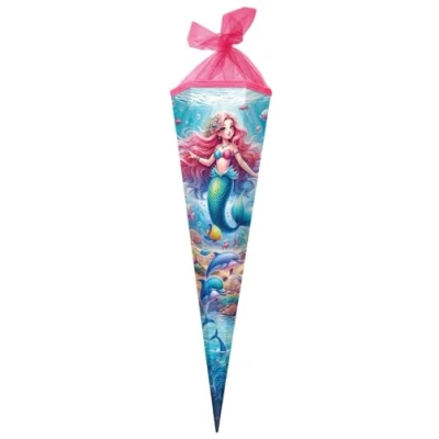 Abbildung von goldbuch 98 157 Schultüte 85 cm Prinzessin Aquarina, Zuckertüte 6 eckig, Geschenktüte mit Meerjungfrauen Motiv, Geschenkverpackung Lackkarton, Einschulungstüte Netzverschluss, ca. x 24 20