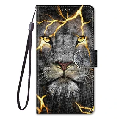 Abbildung von Nodigo EU Kompatibel für Samsung Galaxy A05S Leder Hülle Magnetisch Kickstand mit Kartenfach Tier Muster Motiv Lustig Design Hüllen Handyhülle Tasche Case Löwe