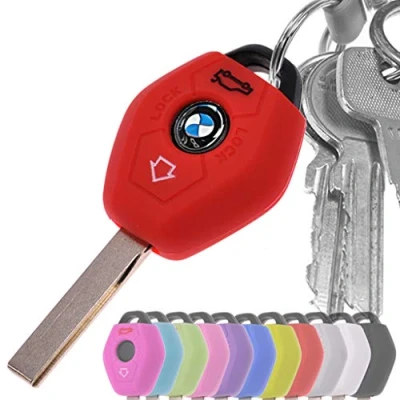 Abbildung von Auto Schlüssel Hülle Silikon Schutz Cover Rot für BMW E46 E83 E52 E85 E86 E39 E61 E60 E53