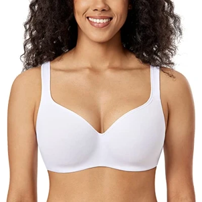 Abbildung von DELIMIRA Damen T Shirt BH mit Bügel Nahtloser Große Größen Gepolstert Weiss 80F