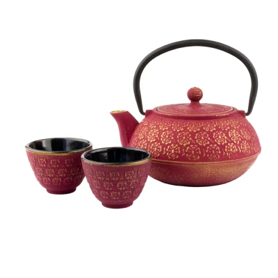 Abbildung von Bredemeijer rotes asiatisches gusseisernes Teekannen Set 0.6 Liter mit 2 Tassen