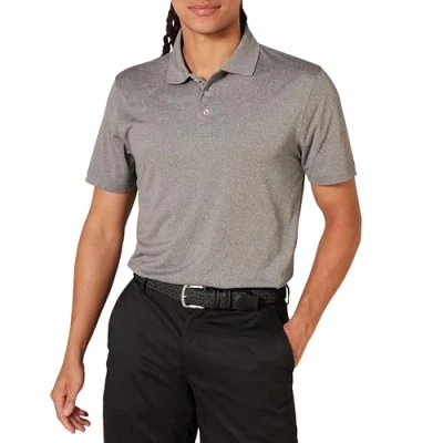 Abbildung von Amazon Essentials Herren Golf Poloshirt, Schnell Trocknend, Schmale Passform, Hellgrau Meliert, L