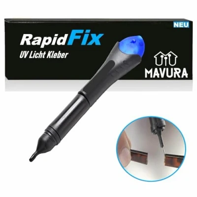 Abbildung von MAVURA Klebestift 5 SECOND FIX UV Licht Kleber Lampe Glue Flüssigkunststoff, Sekundenkleber Superkleber Alleskleber 4ml
