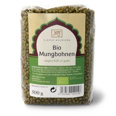 Abbildung von Classic Ayurveda Bio Mungbohnen (ungeschält &amp; ganz) 500 g Leicht bekömmliche grüne Hülsenfrucht mit süßlichem Aroma