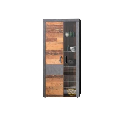 Abbildung von trendteam smart living Highboard Schrank Wohnzimmer Indy Aufbaumaß (BxHxT) 87 x 189 34 cm Farbe Graphit Grau Matera mit Old Wood 187913623