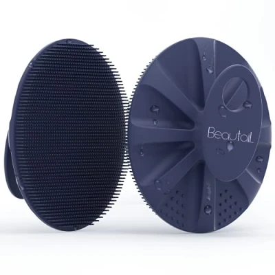 Abbildung von BEAUTAIL Körperbürste aus Silikon, Badebürste Dusche Duschbürste, Körper Bürsten, Peelingbürste, Weiche Borsten und Sanftes Peeling, perfekt für Frauen, Männer, Babys, Empfindliche Haut, 1 Stück, Blau